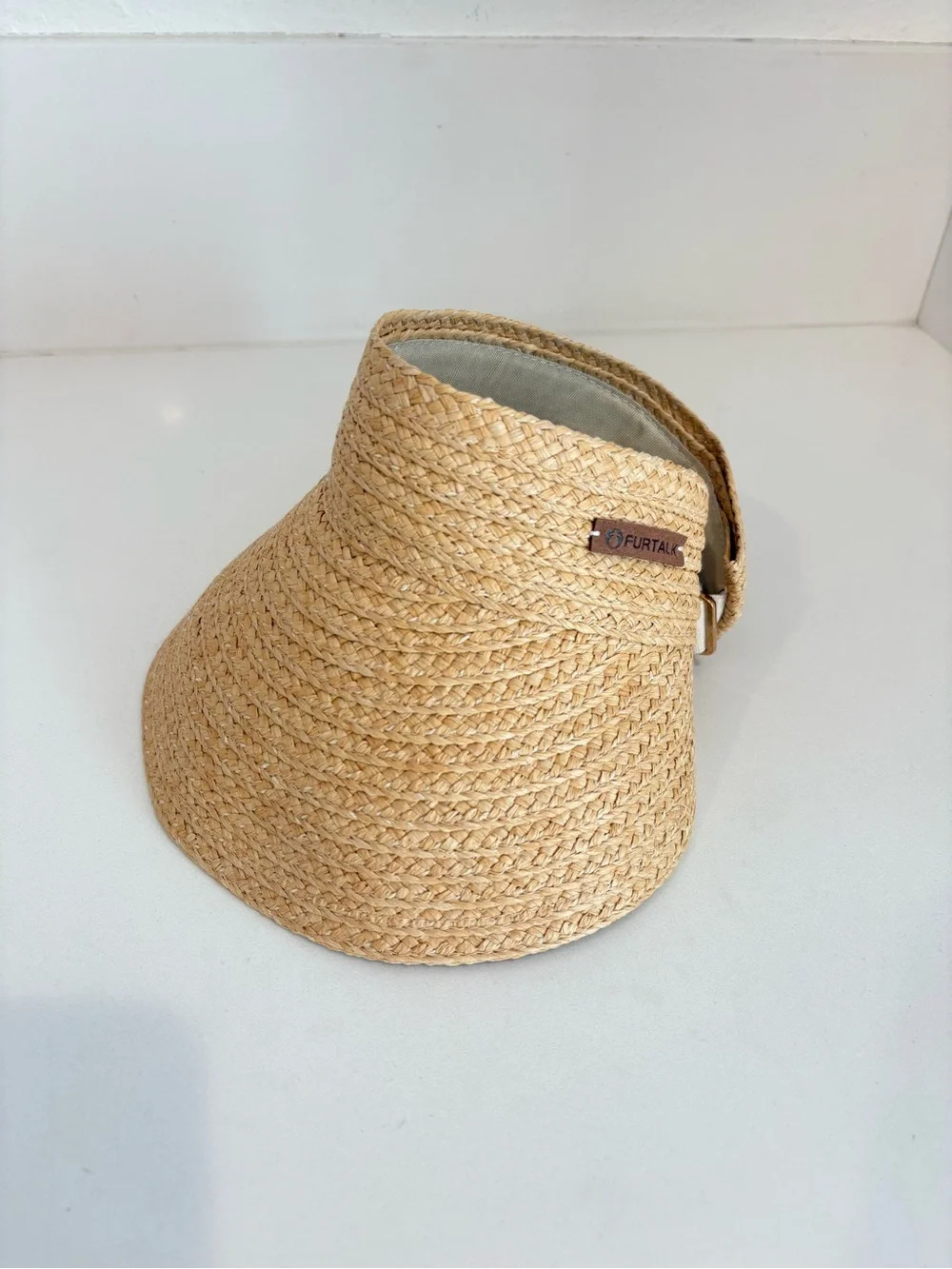 Women’s Woven Straw Visor - Adjustable, Natural Color